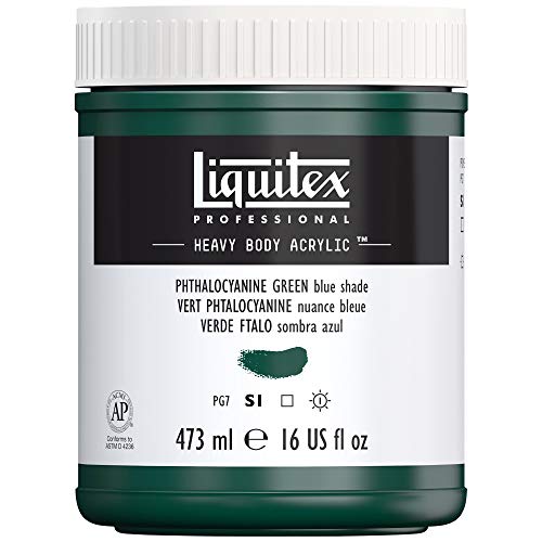 Liquitex 4412317 Professional Heavy Body Acrylfarbe in Künstlerqualität mit ausgezeichneter Lichtechtheit in buttriger Konsistenz, 473ml Topf - Phthalogrün (Blauton) von Liquitex