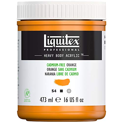 Liquitex 4412892 Professional Heavy Body Acrylfarbe in Künstlerqualität mit ausgezeichneter Lichtechtheit in buttriger Konsistenz, 473ml Topf - Kadmiumfrei Orange von Liquitex