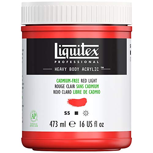 Liquitex 4412893 Professional Heavy Body Acrylfarbe in Künstlerqualität mit ausgezeichneter Lichtechtheit in buttriger Konsistenz, 473ml Topf - Kadmiumfrei Rot hell von Liquitex