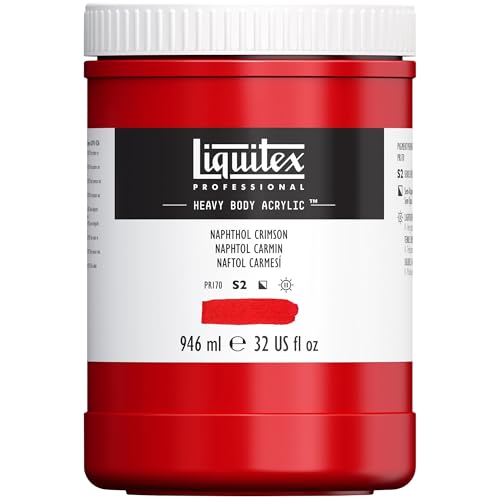 Liquitex 4413292 Professional Heavy Body Acrylfarbe in Künstlerqualität mit ausgezeichneter Lichtechtheit in buttriger Konsistenz, 946ml Topf - Naphtholrot Karmin von Liquitex