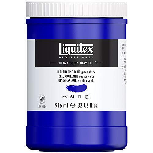 Liquitex 4413380 Professional Heavy Body Acrylfarbe in Künstlerqualität mit ausgezeichneter Lichtechtheit in buttriger Konsistenz, 946ml Topf - Ultramarinblau (Grünton), 946ml Topf - Acrylfarbe von Liquitex