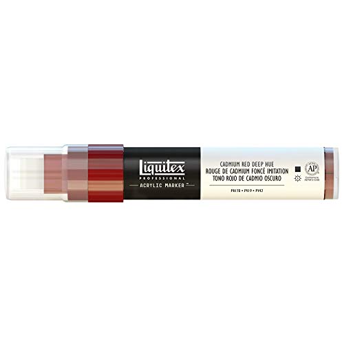 Liquitex 4610311 Professional Paint Marker, Acrylmarker mit hochpigmentierte Acrylfarbe auf Wasserbasis für den Innenbereich & Außenbereich, breite Spitze - Kadmiumrot dunkel Farbton von Liquitex