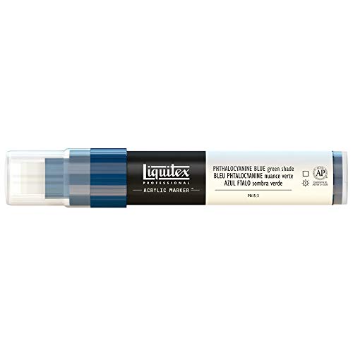 Liquitex 4610316 Professional Paint Marker, Acrylmarker mit hochpigmentierte Acrylfarbe auf Wasserbasis für den Innenbereich & Außenbereich, breite Spitze - Phthaloblau Grünton von Liquitex