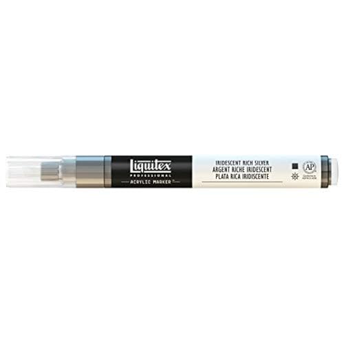 Liquitex 4620239 Professional Paint Marker, Acrylmarker mit hochpigmentierte Acrylfarbe auf Wasserbasis für den Innenbereich & Außenbereich, feine Spitze - Irisierendes Reich Silber von Liquitex