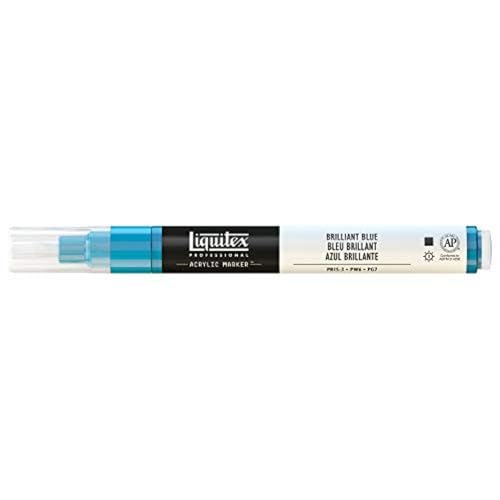 Liquitex 4620570 Professional Paint Marker, Acrylmarker mit hochpigmentierte Acrylfarbe auf Wasserbasis für den Innenbereich & Außenbereich, feine Spitze - Brillantblau von Liquitex