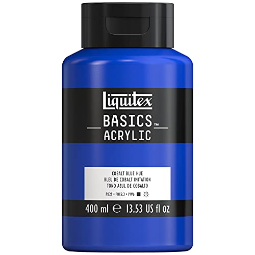 Liquitex 4640170 Basics - Acrylfarbe, monopigmentierte Künstlerpigmente, lichtecht, mittlere Viskosität, Achivqualität, seidenglänzender Finish, 400ml Topf, Kobaltblau Farbton von Liquitex