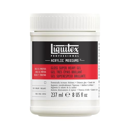 Liquitex 7408 Professional glänzendes sehr schweres Gel Medium für Acrylfarben, ideal für hohe Spitzen und skulpturierte Aufträge, hoher Oberflächenwiederstrand - 237ml Topf, Transparent glänzend von Liquitex