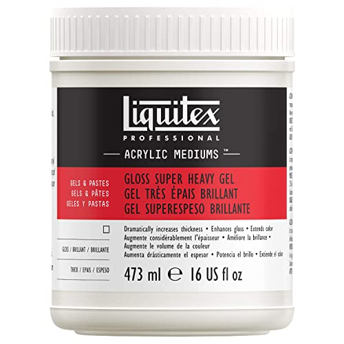 Liquitex 7416 Professional glänzendes sehr schweres Gel Medium für Acrylfarben, ideal für hohe Spitzen und skulpturierte Aufträge, hoher Oberflächenwiederstrand - 473ml Topf, Transparent glänzend von Liquitex