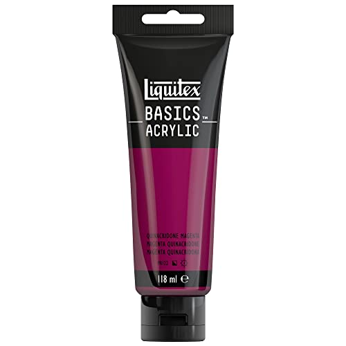 Liquitex 8870010 Basics - Acrylfarbe, monopigmentierte Künstlerpigmente, lichtecht, mittlere Viskosität, Archivqualität, seidenglänzender Finish, 118ml Tube - Quinacridone Magenta von Liquitex