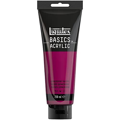 Liquitex 88700212 Basics - Acrylfarbe, monopigmentierte Künstlerpigmente, lichtecht, mittlere Viskosität, Archivqualität, seidenglänzender Finish, 250ml Tube - Quinacridone Magenta von Liquitex