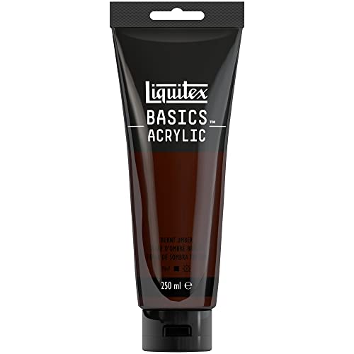 Liquitex 88700215 Basics - Acrylfarbe, monopigmentierte Künstlerpigmente, lichtecht, mittlere Viskosität, Archivqualität, seidenglänzender Finish, 250ml Tube - Umbra Gebrannt von Liquitex