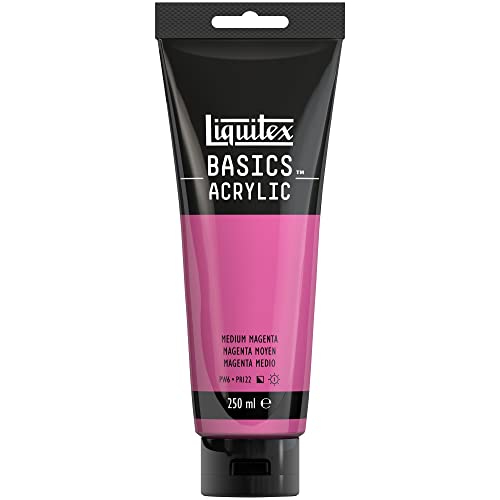 Liquitex 88700238 Basics - Acrylfarbe, monopigmentierte Künstlerpigmente, lichtecht, mittlere Viskosität, Archivqualität, seidenglänzender Finish, 250ml Tube - Mittelmagenta von Liquitex