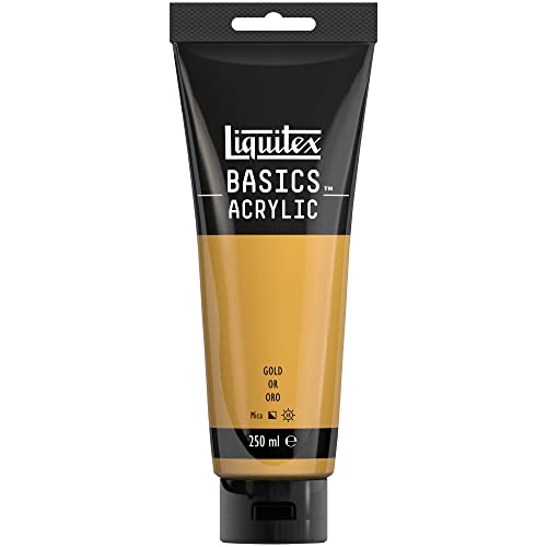 Liquitex 88700241 Basics - Acrylfarbe, monopigmentierte Künstlerpigmente, lichtecht, mittlere Viskosität, Archivqualität, seidenglänzender Finish, 250ml Tube - Gold von Liquitex