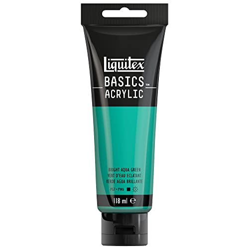 Liquitex 8870036 Basics - Acrylfarbe, monopigmentierte Künstlerpigmente, lichtecht, mittlere Viskosität, Archivqualität, seidenglänzender Finish, 118ml Tube - Aquagrün Leuchtend von Liquitex