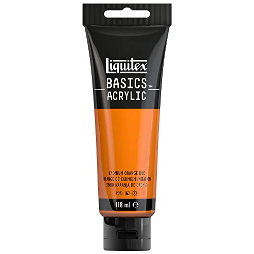 Liquitex 8870037 Basics - Acrylfarbe, monopigmentierte Künstlerpigmente, lichtecht, mittlere Viskosität, Archivqualität, seidenglänzender Finish, 118ml Tube - Kadmiumorange Farbton von Liquitex