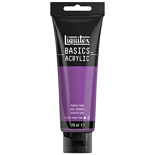 Liquitex 8870080 Basics - Acrylfarbe, monopigmentierte Künstlerpigmente, lichtecht, mittlere Viskosität, Archivqualität, seidenglänzender Finish, 118ml Tube - Lilagrau von Liquitex