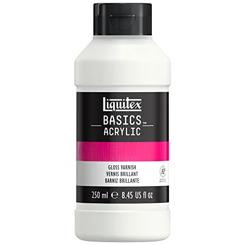 Liquitex 8870304 Basics Acrylfarbe Glanzfirnis für Acrylfarben, schützt vor UV-Strahlung, Staub und Schmutz, alterungsbeständig, verleiht eine glänzende Oberfläche in Archivqualität - 250ml Flasche von Liquitex