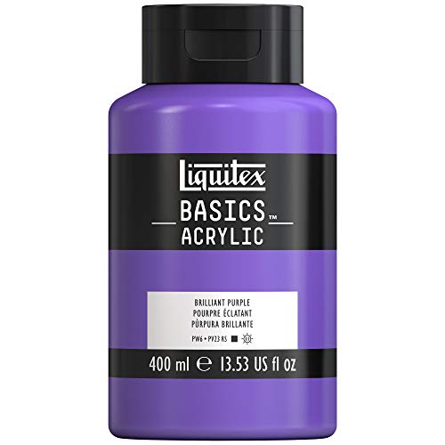 Liquitex 8870322 Basics monopigmentierte Künstlerpigmente, lichtecht, mittlere Viskosität, Archivqualität, seidenglänzender Finish Acrylfarbe - 400ml Topf, Brillantlila von Liquitex