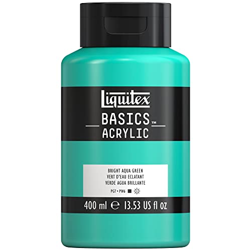 Liquitex 8870329 Basics, monopigmentierte Künstlerpigmente, lichtecht, mittlere Viskosität, Archivqualität, seidenglänzender Finish, Flasche - Aquagrün leuchtend Acrylfarbe - 400ml Topf von Liquitex