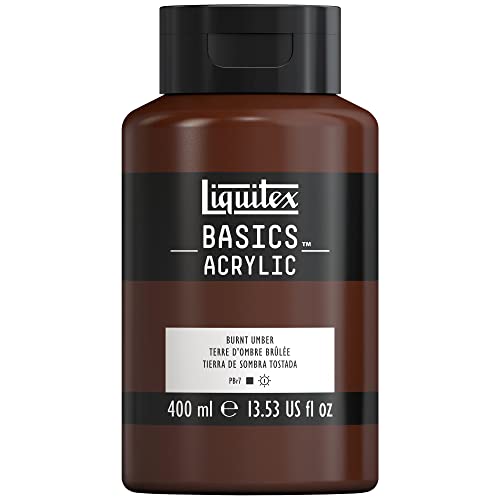 Liquitex 8870333 Basics - Acrylfarbe, monopigmentierte Künstlerpigmente, lichtecht, mittlere Viskosität, Archivqualität, seidenglänzender Finish, 400ml Flasche - Umbra gebrannt von Liquitex