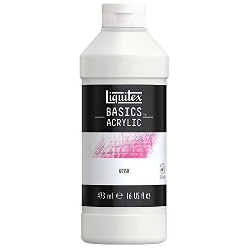 Liquitex 8870344 Basics Acrylfarbe Gesso, perfekte Grundierung in mattweiß, gebrauchsfertig, matt, opak deckend, für Leinwand, Papier, Stein, Holz, Gips - 473ml Topf von Liquitex