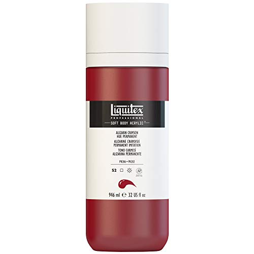 Liquitex 8870350 Professional Acrylfarbe Soft Body - Künstlerfarbe in cremiger deckender Konsistenz, hohe Pigmentierung, lichtecht & alterungsbeständig, 946ml Flasche - Karmesinrot Permanent Imit. von Liquitex