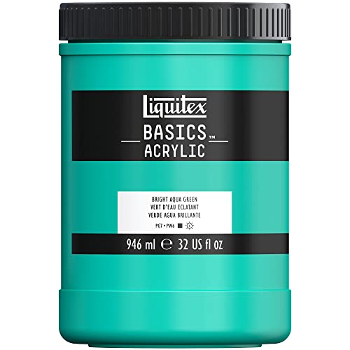 Liquitex 8870369 Basics - Acrylfarbe, monopigmentierte Künstlerpigmente, lichtecht, mittlere Viskosität, Archivqualität, seidenglänzender Finish, 946ml Topf - Aquagrün Leuchtend von Liquitex