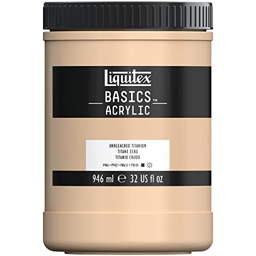 Liquitex 8870371 Basics - Acrylfarbe, monopigmentierte Künstlerpigmente, lichtecht, mittlere Viskosität, Archivqualität, seidenglänzender Finish, 946ml Topf - Ungebleichtes Titan von Liquitex