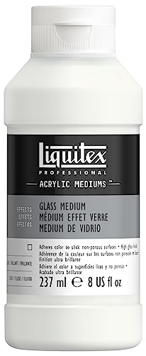 Liquitex 8870519 Glas Medium für Acrylfarben, verbessert die Haftung von Acrylfarben auf Glas oder Keramik, bildet eine kratzfeste Oberfläche, erzeugt ein glattes hochglänzendes Finish - 237ml Flasche von Liquitex