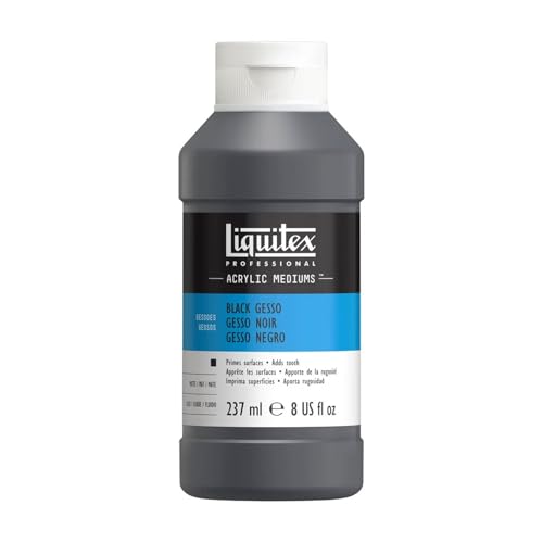 Liquitex Gesso Grundierung für Acrylfarben, Ölfarben, Alkydfarben, lichtecht, gebrauchsfertig, lichtecht in Archivqualität - 237ml Topf, Schwarz von Liquitex