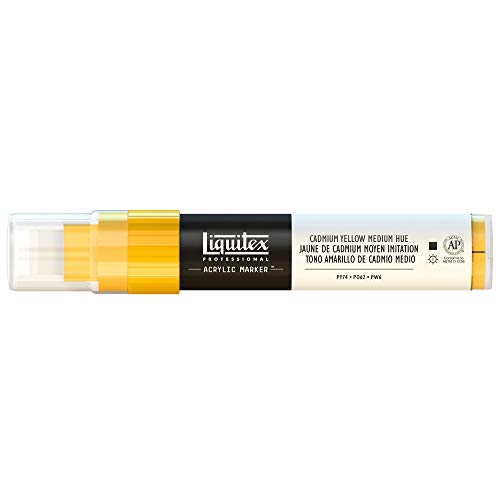 Liquitex 4610830 Professional Paint Marker, Acrylmarker mit hochpigmentierte Acrylfarbe auf Wasserbasis für den Innenbereich & Außenbereich, breite Spitze - Kadmiumgelb mittel Farbton von Liquitex