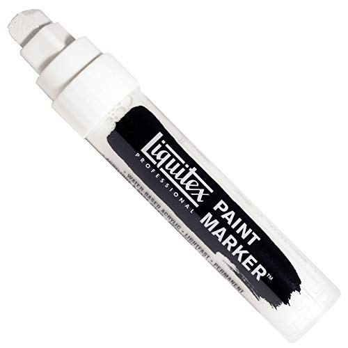 Liquitex 4610432 Professional Paint Marker, Acrylmarker mit hochpigmentierte Acrylfarbe auf Wasserbasis für den Innenbereich & Außenbereich, breite Spitze - Titanweiss von Liquitex