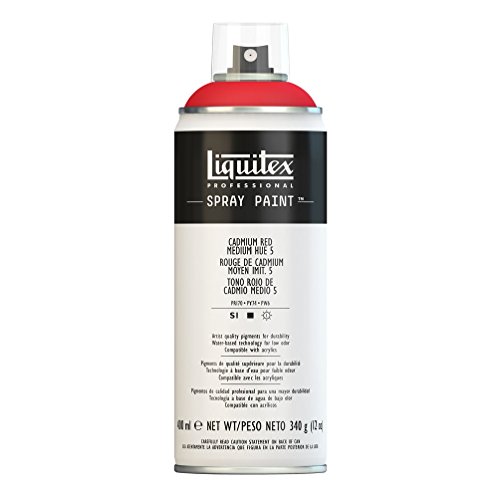 Liquitex Professional Spray Paint - Acrylfarbe, Farbspray auf Wasserbasis, lichtecht, 400 ml - Kadmium - Rot mittel Imit. Nr. 5, 400ml Acrylspray von Liquitex