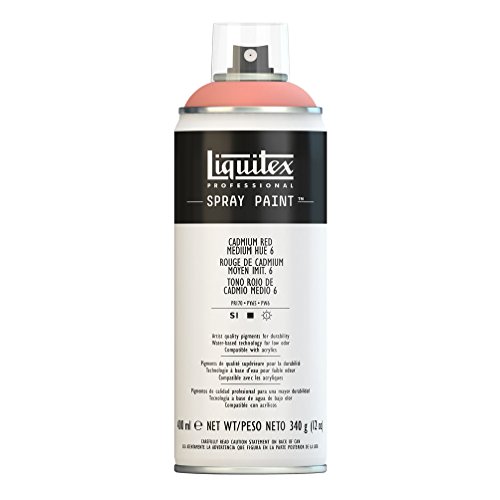 Liquitex Professional Spray Paint - Acrylfarbe, Farbspray auf Wasserbasis, lichtecht, 400 ml - Kadmium - Rot mittel Imit. Nr. 6, 400ml Acrylspray von Liquitex