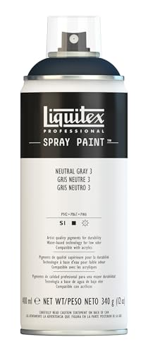 Liquitex Professional Spray Paint - Acrylfarbe, Farbspray auf Wasserbasis, lichtecht, 400 ml - Neutralgrau Nr. 3, 400ml Acrylspray von Liquitex