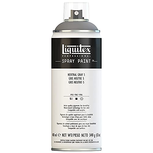 Liquitex Professional Spray Paint - Acrylfarbe, Farbspray auf Wasserbasis, lichtecht, 400 ml - Neutralgrau Nr. 5 von Liquitex