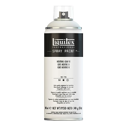 Liquitex Professional Spray Paint - Acrylfarbe, Farbspray, Sprühlack auf Wasserbasis, lichtecht, 400 ml - Neutralgrau Nr. 8 von Liquitex