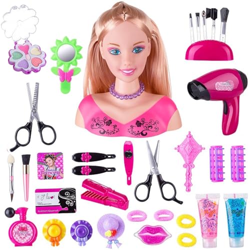 Haarstyling-Puppenspielzeug – Haarstyling-Puppenkopf, -Puppen-Stylingkopf | disneyy Princess Basic Styling Kopfpuppe | Styling-Trainings-Haar-Übungskopf für Flechten, Schneiden, Färben, Dauerwe von Liqzirtu