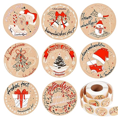 500 Aufkleber Rolle Weihnachten,Etiketten Aufkleber Weihnachten,Etiketten Merry Christmas,Geschenkaufkleber Weihnachten,Sticker Weihnachten Rund,Weihnachtsaufkleber Selbstklebend für Papiertüten von Lircentoud