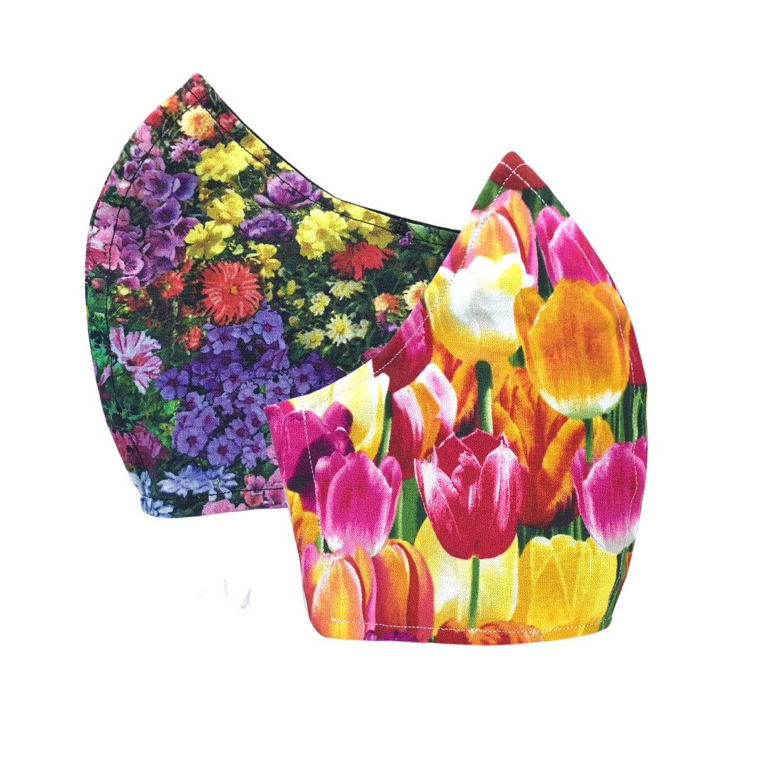 2Er Pack Tulip Flower Gesichtsmasken-Überzüge Mit Nasendraht & Filtertasche Back To Schule - Waschbare Xl Kinder Gesichtsmaske von LisArtCanada