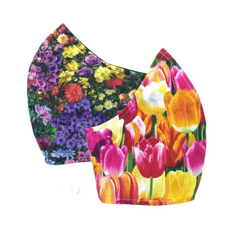 2Er Pack Tulip Flower Gesichtsmasken-Überzüge Mit Nasendraht & Filtertasche Back To Schule - Waschbare Xl Kinder Gesichtsmaske von LisArtCanada