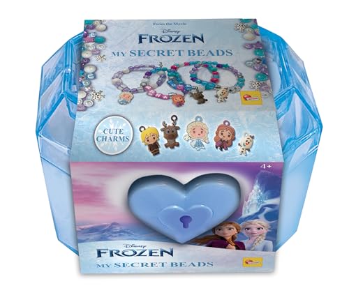 Lisciani - FROZEN: GEHEIMPERLEN-SET - Schmuckherstellungsset für Kinder ab 3 Jahren - Schatzkiste mit Schloss und Schlüssel - Bunte Perlen und Frozen Charms - Armbänder und Halsketten erstellen von Lisciani