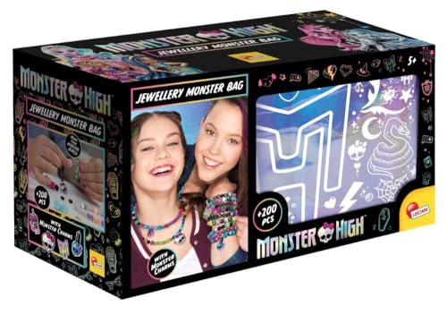 Lisciani - Monster HIGH - SCHMUCKTASCHE für Kinder ab 5 Jahren - Schmuckherstellungsset mit glitzernder Aufbewahrungstasche - Erstellen Sie Halsketten und Armbänder mit Perlen und Zubehör inklusive von Liscianigiochi