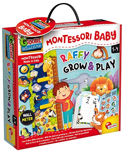 Liscianigiochi - Montessori Baby Giraffe - Wachsen beim Spielen - Pädagogisches Spiel für Kinder ab 2 Jahren - 92789 - Wandmessleiste, Wachstumstagebuch, basierend auf der Montessori-Methode. von Liscianigiochi