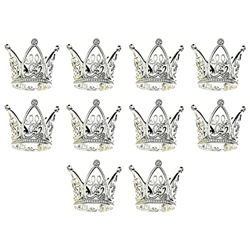 Lisher 10 Stück Mini-Krone, Prinzessin, Topper, Kristall, Kinder, Haarschmuck, für Hochzeit, Party, Geburtstag, Kuchen, Dekoration, Werkzeug, Silber von Lisher
