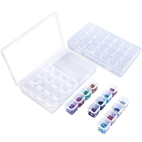 2pcs Aufbewahrungsbox 28 Raster Kunststoff Verstellbare Schmuck Organizer Box Container Aufbewahrungskoffer Sortierbox mit Abnehmbaren für Trennwänden Spulen Perlen Beautyzubehör Nagellack von Lispeed