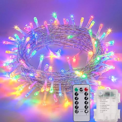 Litark LED Lichterkette Batterie Bunt, 20M 200 LED Weihnachtsbeleuchtung mit Fernbedienung, Timer, 8 Modi, Wasserdicht Lichterkette Weihnachtsbaum Batteriebetrieben für Innen außen Weihnachtsdeko von Litark