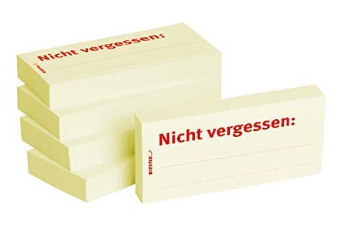 5 x 100er Block Haftnotizen " Nicht vergessen: " von Litfax GmbH, Verlag für Banken