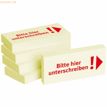 Litfax Haftnotizen 75x35mm gelb 'Bitte hier unterschreiben! (Pfeil nac von Litfax