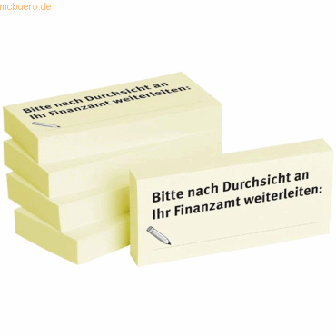 Litfax Haftnotizen 75x35mm gelb 'Bitte nach Durchsicht an Ihr Finanzam von Litfax